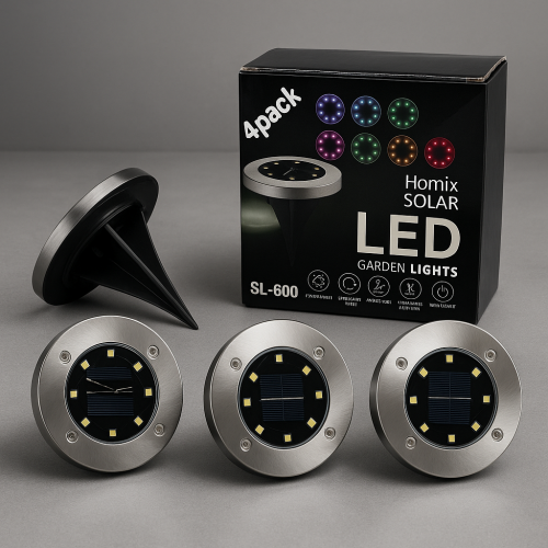 SET DE 4 LUCES LED PARA JARDÍN CON PANEL SOLAR SL-600