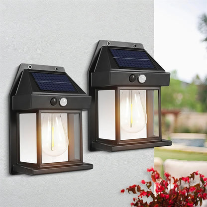 Set de 2 Lamparas SOLAR Vintage para exteriores® . Con sensor de movimiento e Impermeable