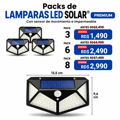 Packs de Lamparas LED SOLAR® Premium. Con sensor de movimiento e Impermeable