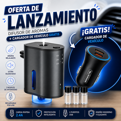 Difusor de aromas inteligente para carro+ Cargador de 2 entrada para carro gratis™