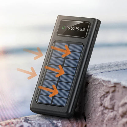 Cargador Solar Portátil 20,000mAh – 5 Puertos y Linterna LED