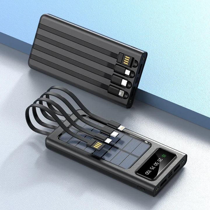 Cargador Solar Portátil 20,000mAh – 5 Puertos y Linterna LED