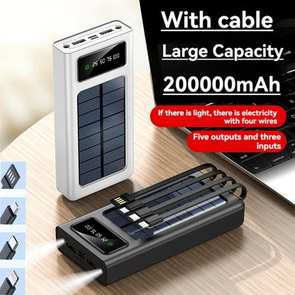 Cargador Solar Portátil 20,000mAh – 5 Puertos y Linterna LED