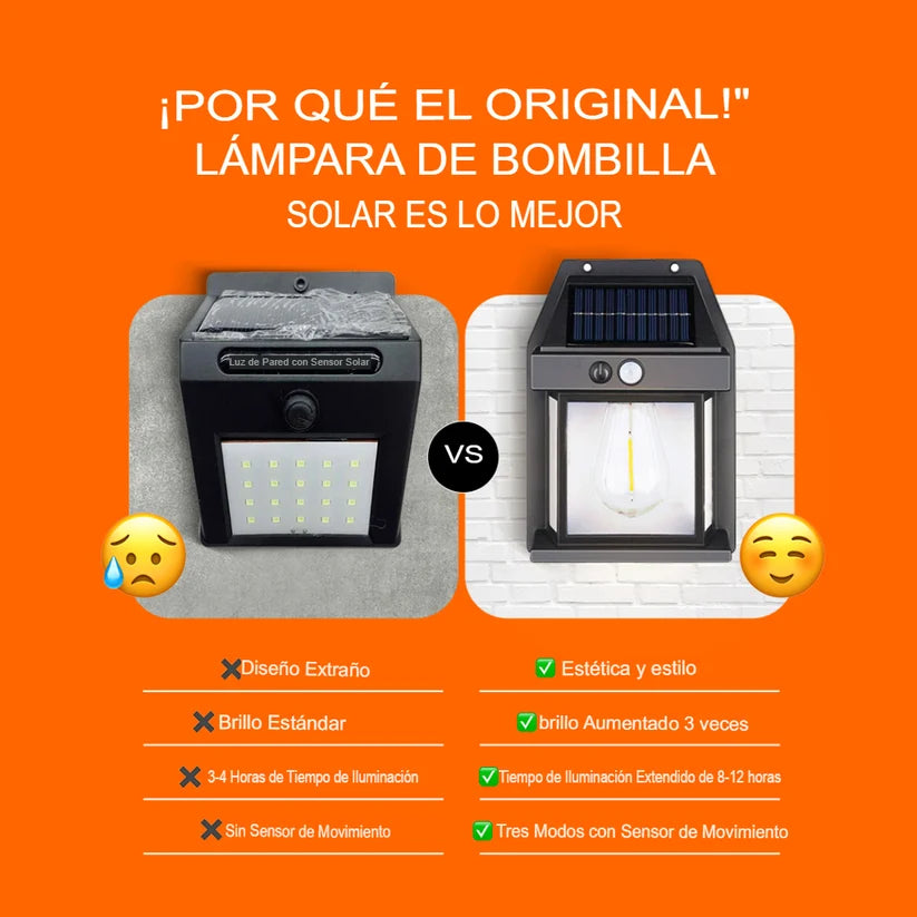 Set de 2 Lamparas SOLAR Vintage para exteriores® . Con sensor de movimiento e Impermeable