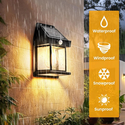 Set de 2 Lamparas SOLAR Vintage para exteriores® . Con sensor de movimiento e Impermeable
