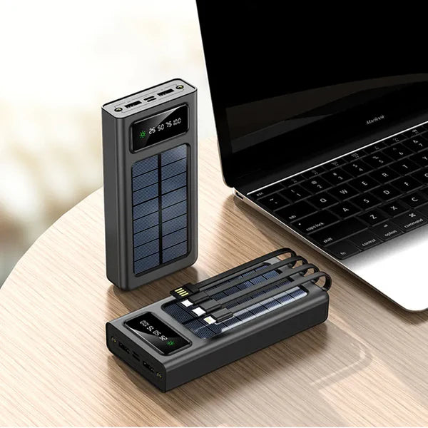Cargador Solar Portátil 20,000mAh – 5 Puertos y Linterna LED