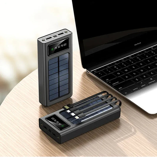 Cargador Solar Portátil 20,000mAh – 5 Puertos y Linterna LED