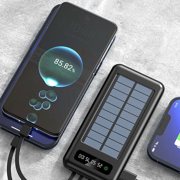 Cargador Solar Portátil 20,000mAh – 5 Puertos y Linterna LED