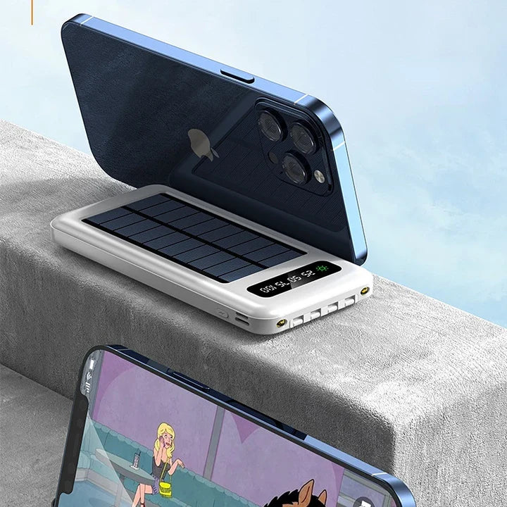 Cargador Solar Portátil 20,000mAh – 5 Puertos y Linterna LED